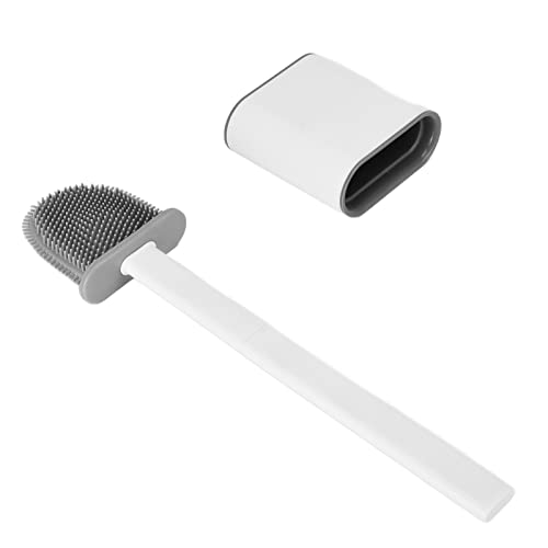 Toilet Bowl Brush Longer Handle Wall Mounted Toilet Brush, Flexible Toilet Bowl Brush Bathroom Washing Bowl Brush Kit Sturdy Washing Toilet Brush with Drain Box, Wall Mounted Flexible (White)