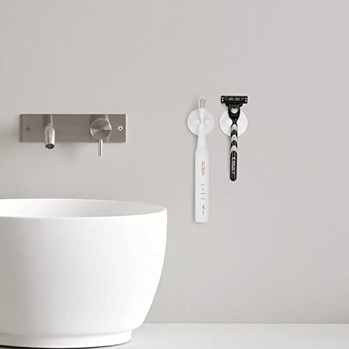 4 PCS Suction Cup Toothbrush Holder for Mirror, Electric Toothbrush Hanger Wall Mounted for Bathroom, Waterproof Multifunctional Hook for Towel, Key and Razor White - color: White