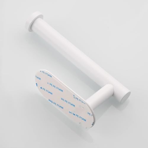 YUET Toilet Roll Holder Wall Mounted, 3M self Adhesive Toilet Roll Holder SUS 304 Stainless Steel Toilet Paper Holder No Drilling for Bathroom (White) - color: White