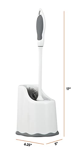 Superio Toilet Bowl Brush and Holder with Under Rim Cleaner for Bathroom, Toilet Brush and Caddy with Non Scratch Bristles and Under Rim Lip Brush - size: Toilet Brush with Scrubbing Lip