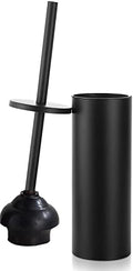 Black Toilet Plunger with Holder Bathroom Metal Canister Holder Drip Cup, Heavy Duty, Deep Cleaning - color: Black