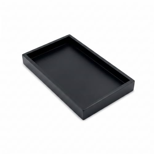 Natural Bamboo Serving Tray Platter 9.8 x 5.9 Rectangular, Black - color: Black, size: 9.8" x 5.9" x 1.2"