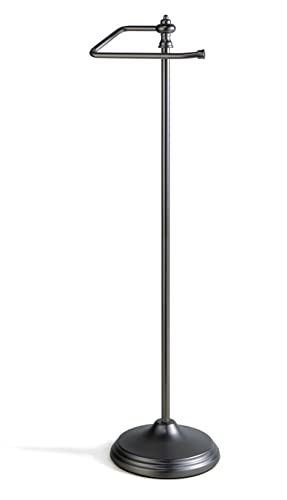 SunnyPoint Bathroom Free Standing Toilet Tissue Paper Roll Holder Stand with Reserve Function (Black Nickel) - color: Black Nickel
