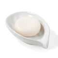Soap Holder, Self-Draining White Soap Dish, Leaf Shape Ceramic Bar Soap Holder Drain Soap Dishes for Bathroom Sink Kitchen, Easy to Clean Keeps Soap Dry, ANTIS'S HOME - color: White-1pcs-line