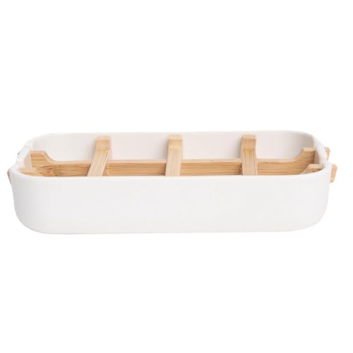 Bamboo Fiber Soap Holder & Dish, 2 Pack, White | Bathroom Bar Soap Holder, Sink Deck, Bathtub, Shower Tray - color: 2pcs-white
