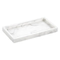 Emibele Bathroom Vanity Tray Countertop, 8" Rectangular Marble Resin Tray | Dresser Kitchen Sink Tray, for Jewelry Cosmetic Perfume Soap Candle, Compact Lightweight Waterproof, Mini Size, Marble White - color: Ink White, size: 7.7" x 3.9" x 0.8"