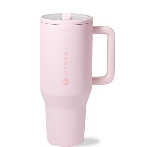 HydroJug Traveler 32oz, Insulated Tumbler with Handle & Straw, Pink Sand - color: Pink Sand, size: 32 Ounces