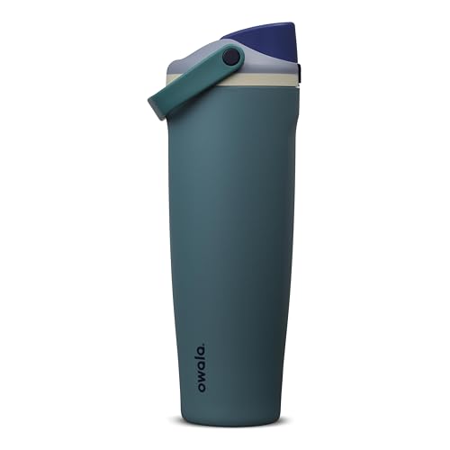 Owala FreeSip Sway Insulated Stainless Steel Water Bottle with Two-Way Spout, Built-In Straw and Bucket Handle, Made for Travel, School, and Sports, 40oz, BPA Free, Leak Proof, Denim - color: Denim, size: 40 Ounces