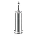 Silver Toilet Brush and Holder，Extra Long Handled Toilet Brush for Bathroom，Stainless Steel Heavy Duty Toilet Bowl Brush,Deep Cleaning Modern Toilet Cleaner Brush -Space Saving, Covered Brush - color: Silver