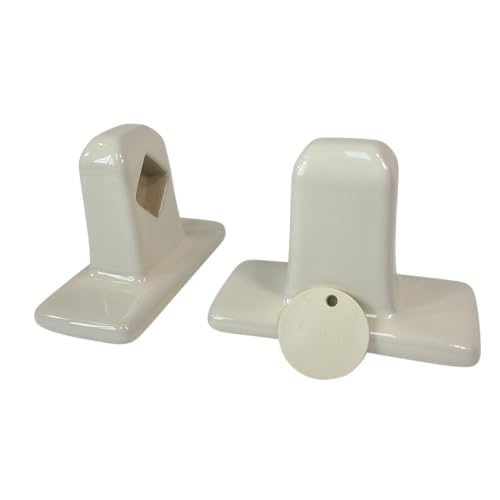 Beige Bone Almond Ceramic Tile Towel Bar Rod Rack Post Holder Porcelain Bracket Set Vintage Mid Century Modern Retro