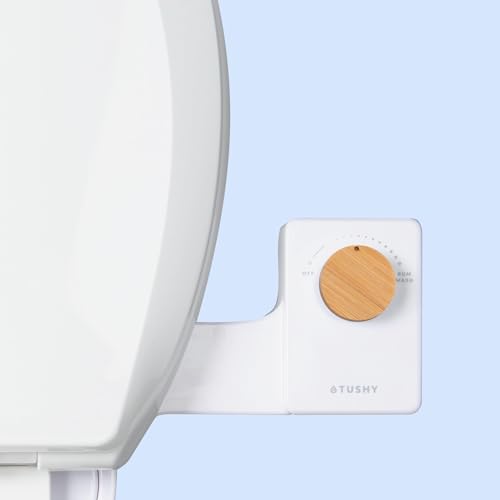TUSHY Fresh Ultra-Slim Starter Bidet Attachment for Toilet | Non-Electric, Adjustable Water Pressure, Cool Water Rear Wash, Self-Cleaning | Fits Elongated & Round Toilets, Easy 10 Min Install, Bamboo - color: Bamboo Knob, style: Single Nozzle