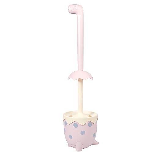 Dinosaur Shape Toilet Brush, Cute, Compact, 1-Pack, Pink, TPR Bristles - color: Pink