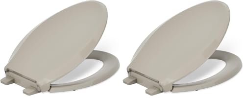 KOHLER 4636-RL-G9 Cachet ReadyLatch Elongated Toilet Seat Slow Close, Soft Close Toilet Seat Quiet Lid, Contoured Grip-Tight Bumpers Installation Hardware, Apartment Essentials, Sandbar (Pack of 2) - color: Sandbar, size: Elongated (Pack of 2)