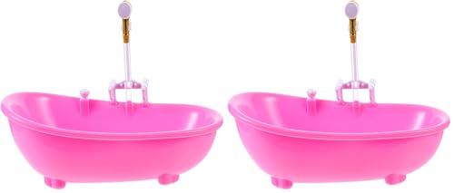 Toyvian Toy Bathtub for Dolls, Baby Doll Real Working Bath Set Electric Bathtub with Shower and Faucet Pretend Play Toy Play Water Accessories Fits Most Dolls Up to 12'' (Pack of 2) - size: 22.3 x 11.5 x 17.5cm (Pack of 2)