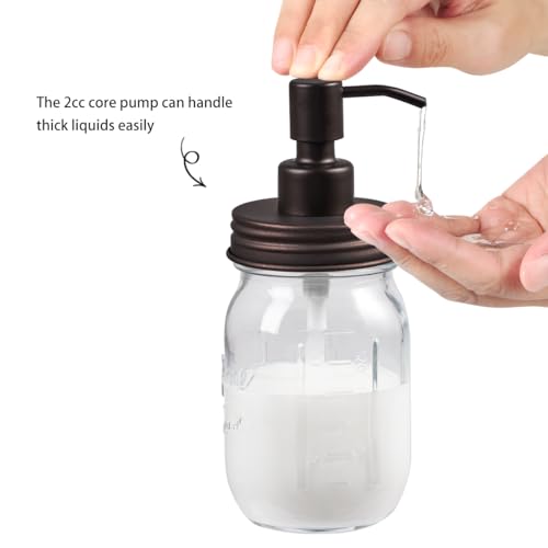 SheeChung Mason Jar Bathroom Accessories Set, 2Pcs Glass Bathroom Accessory Set, Soap Dispenser, Toothbrush Holder, Bathroom Decor, Rustic Farmhouse Decor - Bronze - color: Bronze, size: Liquid Dispenser