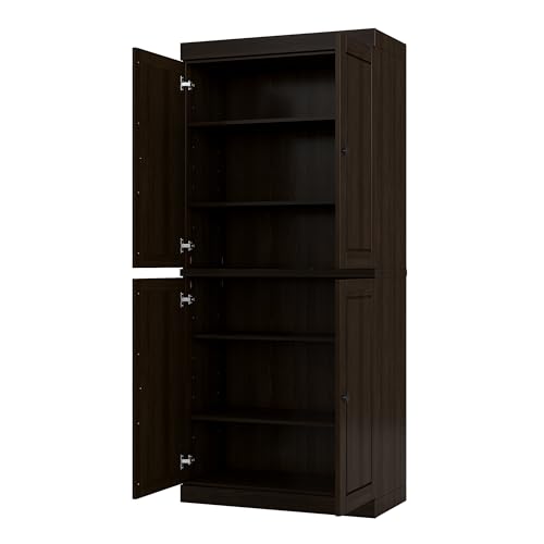 Palace Imports Solid Wood Tall Bathroom Storage Cabinet - 71.5" H x 32" W - Espresso Wooden Cabinet with 4 Raised Panel Doors & Adjustable Shelves, 100% Renewable Eco-Friendly Wood, Modular Cabinets - color: Espresso