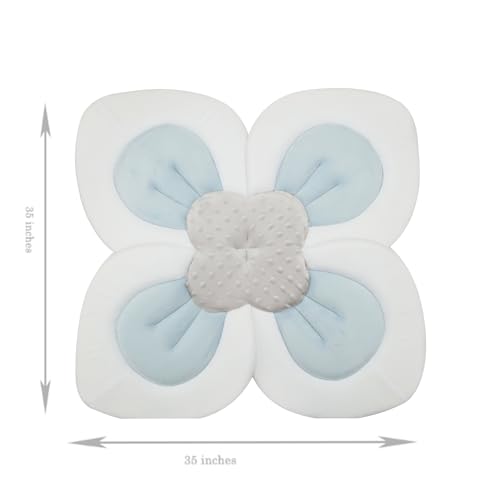 PandaEar Baby Bath Pad for Infant Newborn | Soft Flower Petals for Sink Bathtub Essentials Shower Gift (Blue) - color: Blue
