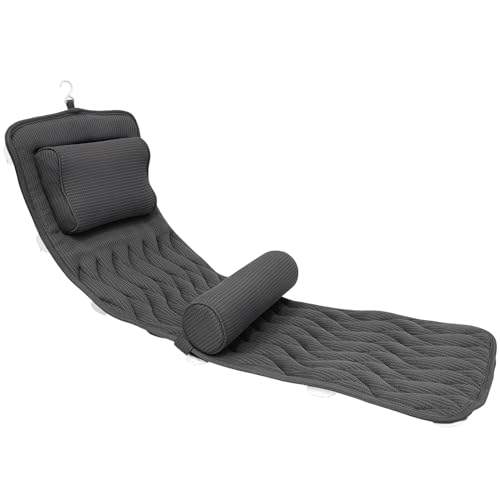 AEROiVi Full Body Bath Pillow with Adjustable Lumbar Roll Pillow Bathtub Cushion with 14 Suction Cups 3D Air Mesh Fit Any Tub Gray Bathroom Accessories - size: 50 inch gray