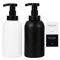 Foaming Hand Soap Dispenser Glass Jar Foam Dish Soap Dispenser for Bathroom and Kitchen Sink, Liquid Pump Bottle for Shampoo, Body Wash, Hand Soap, Black + White, 2 Pack - color: Black + White