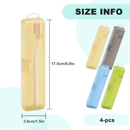 4 Pack Toothbrush Case, Toothbrush Travel Container, Toothbrush Holders, Toothpaste Containers, Toothpaste Storage Container for Home, Business, Camping Traveling (Yellow, Black, Blue, Green)