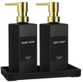GMISUN Kitchen Soap Dispenser Set with Tray, Dish Soap Dispensers for Kitchen, 12fl oz/350ml Hand and Dish Soap Dispenser Set, Black Soap Dispensers with Gold Pump, Glass Liquid Soap and Lotion Bottle - color: Black Bottle+gold Pump+black Tray