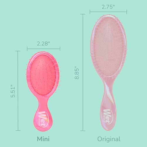 Wet Brush Mini Detangler Hair Brush for Gentle Knot Removal, Compact Travel Size, Soft Bristles for Pain-Free Detangling, Less Breakage, Works on All Hair Types, Limited Edition, Prismatic Glow Pink - color: Prismatic Glow Pink