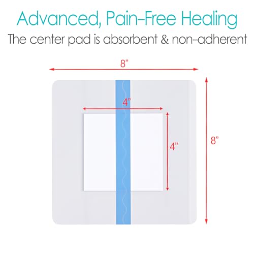 Waterproof Dialysis Port Shower Cover with Non Stick Center Pad Pd Catheter Shower Protection Shiled Chest Central Line Water Barrier Bath Guard Protectors Protective Film 8"X8" Pack of 20 - size: 8"x8" (Pack of 20)