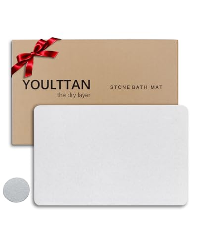 Stone Bath Mat 24"x16" - Diatomaceous Earth Shower Mat, Quick Dry, Anti-Slip, Modern Design with Bonus Non-Slip Pad - Perfect for Home Safety and Style,Light Gray - color: Light Gray