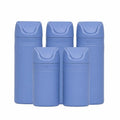 RIES Essential Refillable Toiletry Travel Bottles Airless Pump Set | TSA Approved, Leak Proof Airless Pump, BPA Free Recycled Plastic, 5 Piece Blue Color Set, Dishwasher Safe - color: Runaway Blue