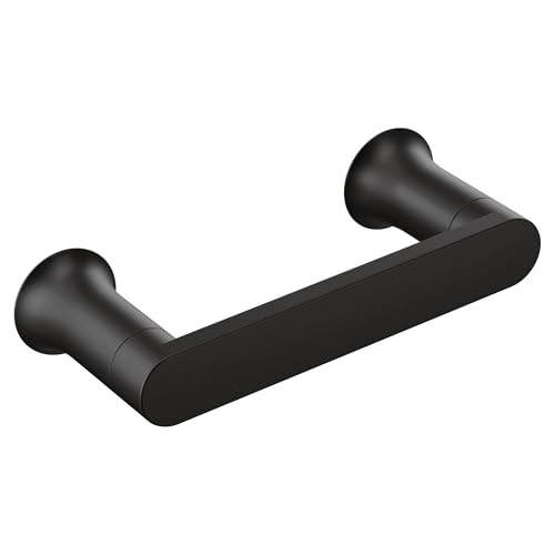 Moen Genta LX Modern Wall Mount Pivoting Toilet Paper Holder for Bathroom, Matte Black, BH3808BL - color: Matte Black