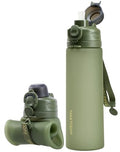 TakeToday Collapsible Water Bottles 21oz (600mL), Foldable Platinum Silicone Travel Water Bottle with Straw & Carry Strap, Leak-Resistant Screw Lid, Wide Mouth, BPA-Free for Hiking, Camping, Travel - color: Jungle