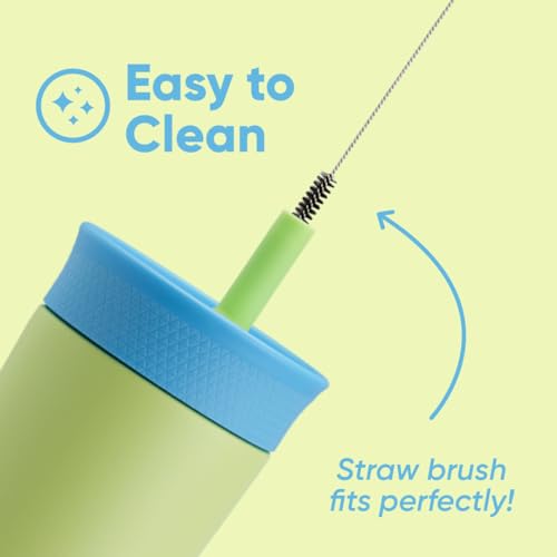 Owala Kids Insulation Stainless Steel Tumbler with Spill Resistant Flexible Straw, Easy to Clean, Kids Water Bottle, Great for Travel, Dishwasher Safe, 12 Oz, Blue and Light Green (Turtley Awesome) - color: Turtley Awesome, size: 12 Ounces
