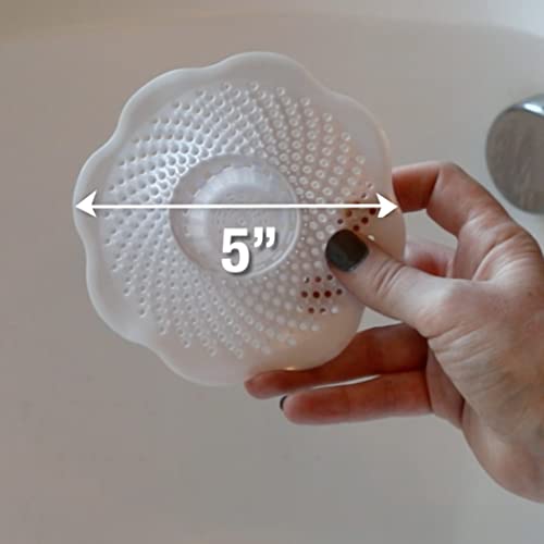 Danco Bathtub Drain Hair Catcher with in-Drain Basket and Strainer Pegs, fits 1.8″ Tub Drains, Protects Drains from Clogs, White, (10306) - size: 1-Pack In-Drain