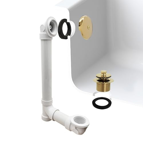 Westbrass Pull & Drain Sch. 40 PVC Bath Waste with One-Hole Top Elbow, Polished Brass, D49721-03 - color: Polished Brass, size: 1 Pack