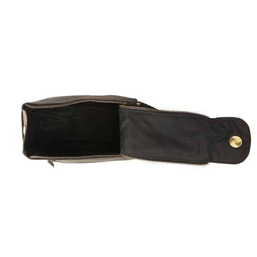 KomalC Premium Buffalo Leather Toiletry Bag for Men & Women With Water resistant Lining, Grooming Travel Pouch, Unisex Wash Bag for Toiletries, Gifts for Men and Women - color: Charcoal Black