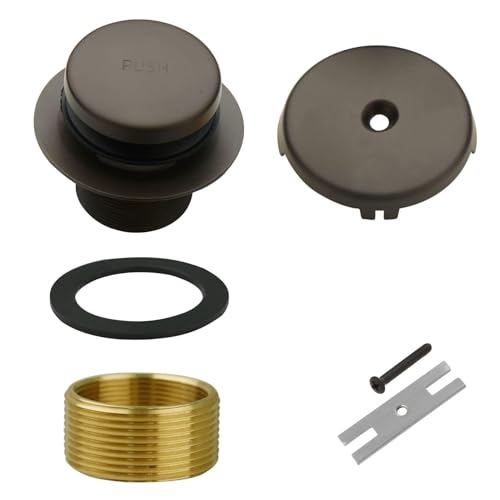 WELSAN Tub Drain Kit Bathtub Drain with Overflow Tub Drain Stopper Bronze | Tip-Toe, Single Hole, Oil Rubber Bronze,.Coarse thread replacement trim kit, fits 1-3/8 inch or 1-1/2 inch bathtub drain, ORB - color: Bronze, style: 1 Hole