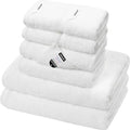SEMAXE 8-Piece Cotton Bath Towel Set with Hanging Loops for Bathroom, White | Complete starter set for daily showers, sink-side use, small bathrooms, and guest baths, OEKO-TEX certified, easy care - color: A03: White