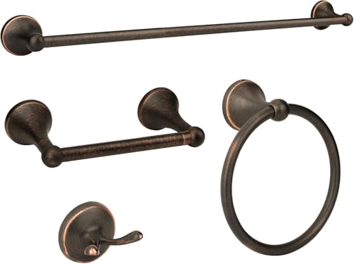 Antique 4 Piece Bathroom Hardware Accessories Set Oil Rubbed Bronze,24 Inch Towel Bar Set with Double Post Pivoting Toilet Paper Holder,Towel Rack Set Vintage,Bathroom Towel Holder Set Bronze - color: Oil Rubbed Bronze