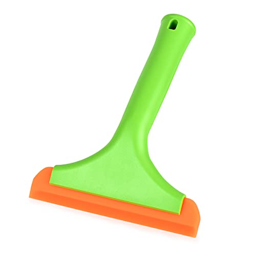 Gomake Small Silicone Squeegee Window Shower Squeegee,Auto Water Blade Squeegee for Shower Glass Door,Car Windshield, Window, Mirror, Bathroom,Countertop Cleaning - color: Green+orange