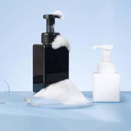 Plastic Foaming Hand Soap Dispenser Set, Reusable Pump Bottles for Kitchen and Bathroom for Shampoo Body Wash Facial Cleanser (2, Amber+Green, 450ML) - color: Amber+green