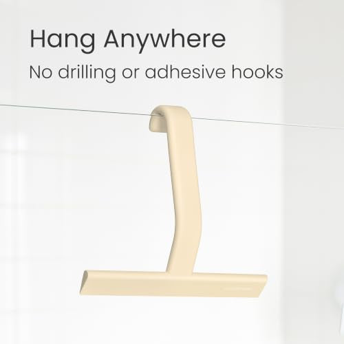 dancemoon JustHang Shower Squeegee for Glass Doors, All-One-Piece Award-Winning Silicone Squeegee with Built-in Hook for Bathroom, Window, Mirror, Tile Wall,Car, Streak-Free Cleaner,10-Inch Sand Beige - color: Sand Beige, size: 10 Inches