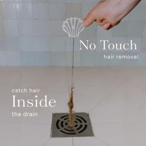 DrainWig Shower Drain Hair Catcher – Disposable Bathroom Hair Trap, Easy to Install in Shower Drain Cover, Helps Prevent Clogs – As Seen on Shark Tank - Bathroom Accessories - Shell (2-Pack) - color: White Ocean, size: 2 Count