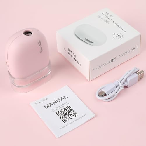 YourMate UVC Rechargerable Toothbrush Sanitizer Case Travel Toothbrush Covers Case with Holder for Houshold and Traveling or Business Trip Pink - color: Pink