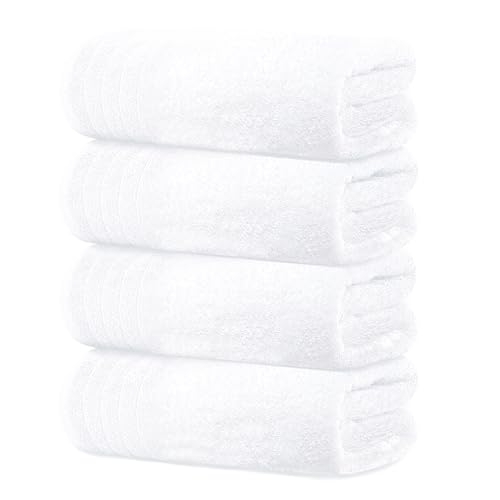 Tens Towels Pack of 4 Extra Large Bath Towels 30 x 60 Inches, 100% Cotton, Larger & Lighter Weight, Quicker to Dry, Super Soft and Absorbent, Perfect for Bathroom, White - color: White