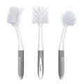 SetSail Dish Brush Set of 3 Piece, Dish Scrub Brush with Long Handle Deep Cleaning Brush with Scraper Tip for Kitchen Dishes Bottle Cup Pot Pan, Grey - color: Gray
