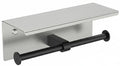 FORIOUS Double Toilet Paper Holder with Shelf, Wall Mount Tissue Roll Holder for Bathroom, 304 Stainless Steel Commercial Toilet Tissue Dispensers with Phone Shelf (1, Stainless Steel & Matte Black) - color: Stainless Steel & Matte Black