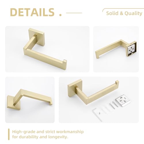 Angle Simple Toilet Paper Holder, SUS304 Stainless Steel Bathroom Tissue Holder, Open Arm Paper Roll Hanger Wall Mount, Brushed Gold - color: Brushed Gold