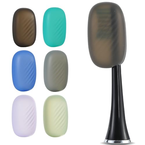 Lapfoon 6 Packs Silicone Toothbrush Covers, Tooth Brush Cover Cap for Electric & Manual Toothbrush Heads - color: Black