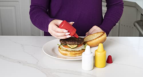 Joie Condiment Mini Squeeze Bottles with Nozzle Caps, Ideal for Ketchup, Mustard, Mayo and More, Set of 3