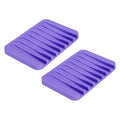 uxcell 2 Pcs Self Draining Silicone Soap Dish, Soap Tray with Drainage for Bathroom Shower Kitchen Sink, 4.5" x 3.1" x 0.4", Purple - color: Purple